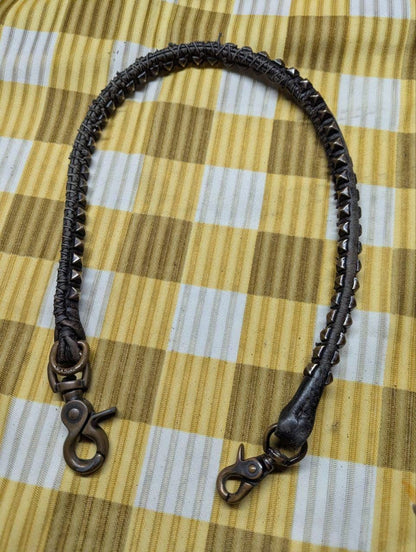 Vintage Pre-Owned Retro Bag handle, braided from black leather and metal