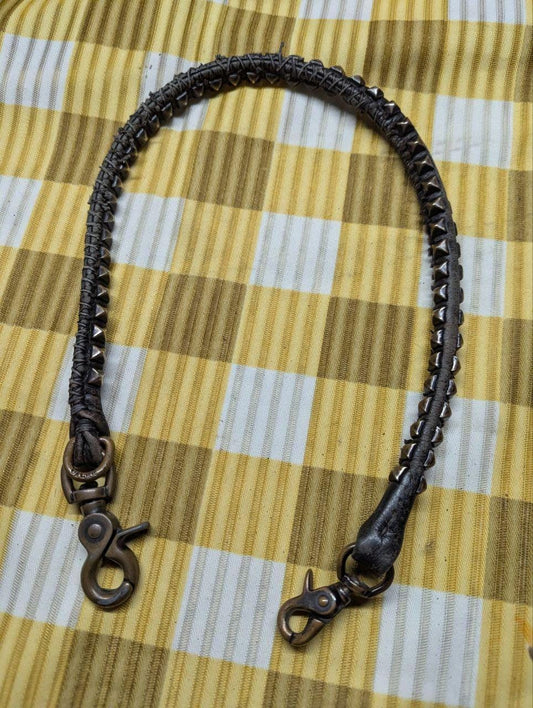 Vintage Pre-Owned Retro Bag handle, braided from black leather and metal