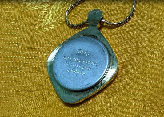 Vintage Pre-Owned Q&Q by Citizen Digital Pendant Watch Necklace Japan Quartz Retro Pocket Style Rare 28mm Working Condition