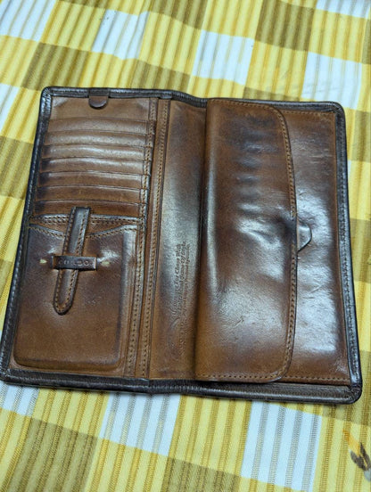 Pre-Owned Corbo Bifold Thin Long Wallet Genuine Leather Men'S