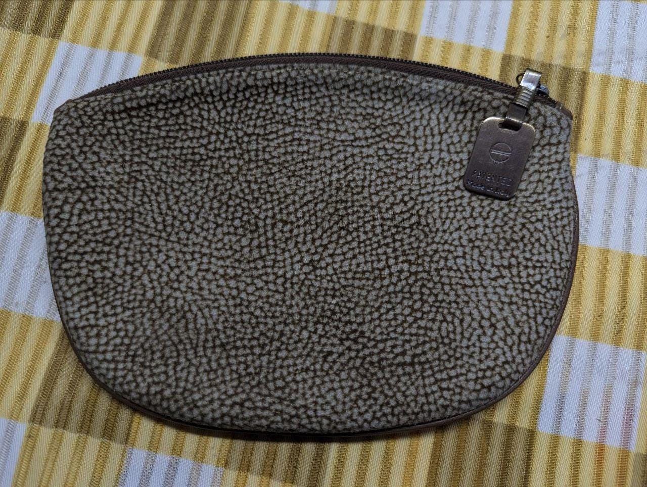 Vintage Redwall Suede Zip Pouch Made In Italy Brown Textured Cosmetic Bag Minimalist Designer Style Pre Owned