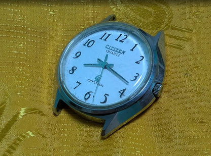 Vintage Pre-Owned Citizen Crystron Quartz 4-860209 Japan 37mm Stainless Steel Watch New Battery Running Classic Rare Men's Watch