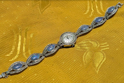 Rare Vintage Pre-Owned Janopal Swiss Ladies Watch ETA 978.002 6 Jewels Opal Style Bracelet Quartz Wristwatch Working New Battery Art Deco Design