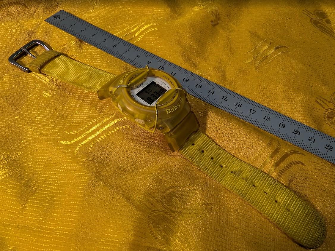 RARE Vintage Pre-Owned Casio Baby-G BG-301 Digital Watch Yellow Transparent Resin Strap Shock Resistant 100M Water Women.New Battery Case40mm