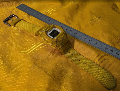 RARE Vintage Pre-Owned Casio Baby-G BG-301 Digital Watch Yellow Transparent Resin Strap Shock Resistant 100M Water Women.New Battery Case40mm
