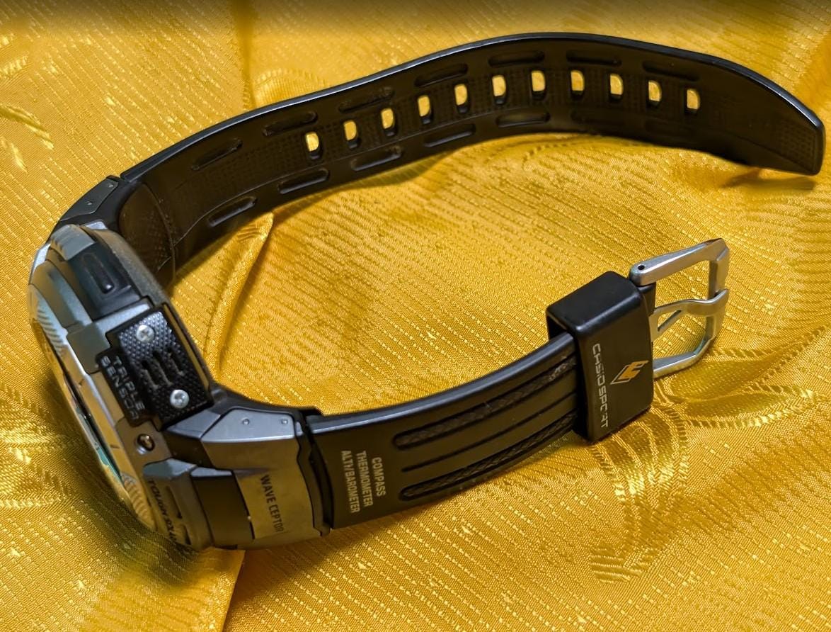 Pre-Owned Casio Pro Trek PRW-1000J Tough Solar Triple Sensor Multi Band 5 Japan Digital Outdoor Watch 50mm Working Rare