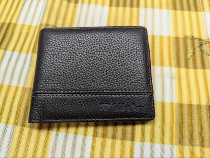 Pre-Owned Golden Bear Men's Folding Leather Black Wallet
