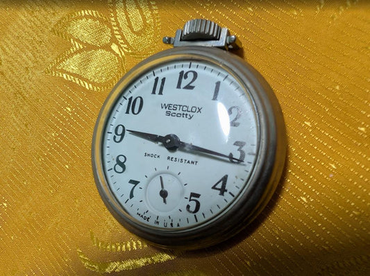 Westclox Scotty Pocket Watch 50mm Vintage Pre-Owned Mechanical Small Seconds Made in USA Classic Antique Timepiece