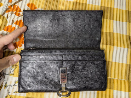 Vintage Pre-Owned Bvlgari Leather Long Wallet Black Bvlgari Bvlgari Clasp Wallet Authentic Italy