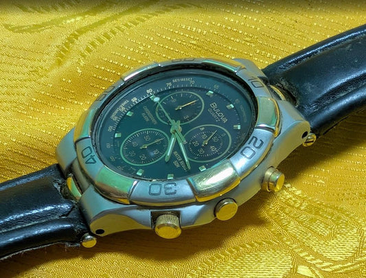 RARE Vintage Pre-Owned Bulova Quartz Chronograph Alarm Cal 3531 12 Jewels Japan 40mm Watch New Battery Working Video