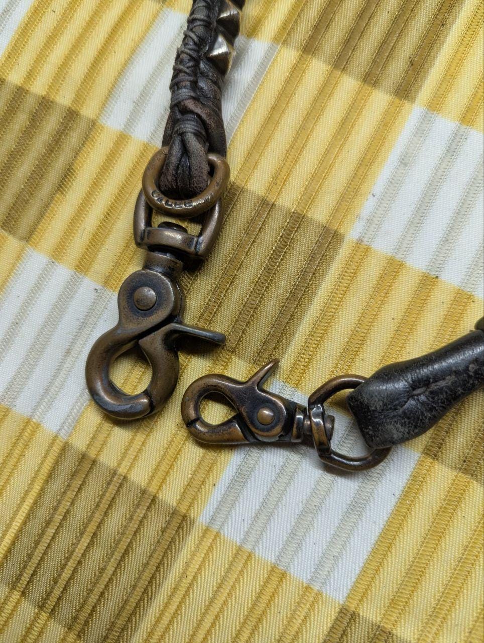 Vintage Pre-Owned Retro Bag handle, braided from black leather and metal