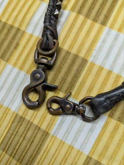 Vintage Pre-Owned Retro Bag handle, braided from black leather and metal