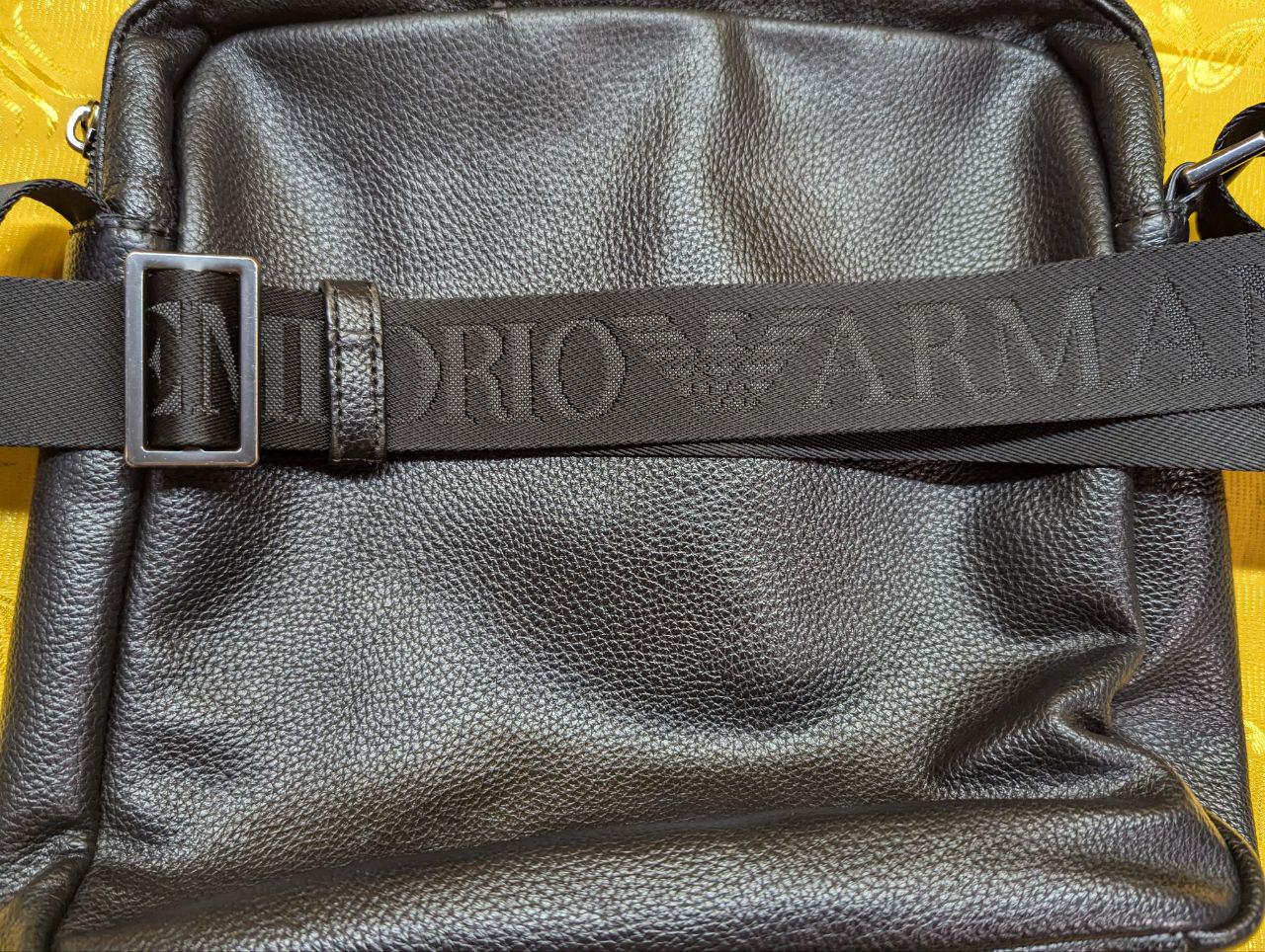 Pre-Owned EMPORIO ARMANI Shoulder Bag Leather Black Men's