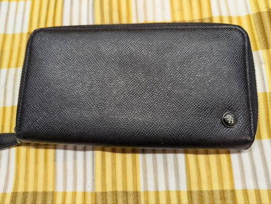 Pre-Owned BEAMS HEART Bifold Long Wallet Leather Black Men's