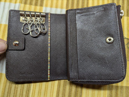 Pre-Owned Black Leather Bifold Key Case with coin holder Paul Smith