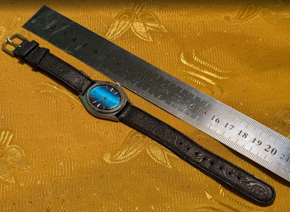 Vintage Pre-Owned Citizen Castalia 6700 Blue Dial Watch 4-674081TA Japan Rare Collectible For Repair Parts 28mm