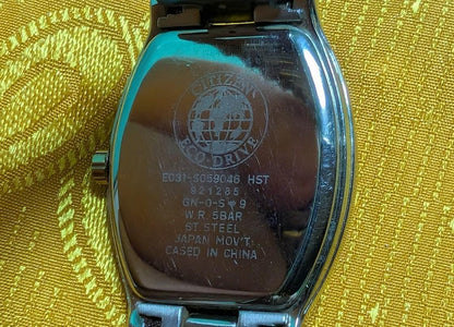 Citizen Eco Drive E031-5059046 Vintage Pre-Owned Japanese Tank Style Watch 24mm Elegant Womens Watch