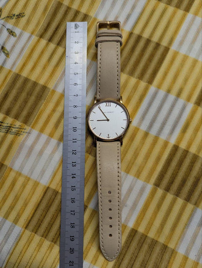 Pre-Owned Paul Hewitt Sailor Line Watch Rose Gold White Dial Leather Strap Womens Watch Authentic