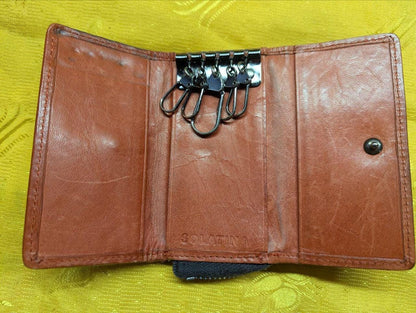 Pre-Owned SOLATINA Men's Genuine Horse Leather Mesh Key Case/Coin Case SW-36095