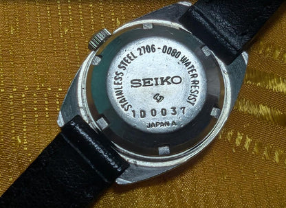 Vintage Pre-Owned Seiko Automatic 2706-0080 Ladies Watch 21 Jewels Japan 25mm Running Day Date Silver Dial Leather Strap