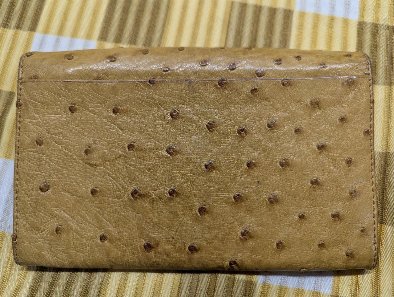 Vintage Pre-Owned Ostrich Leather Wallet Brown Long Wallet Italian Leather Wallet Envelope Wallet Womens Wallet
