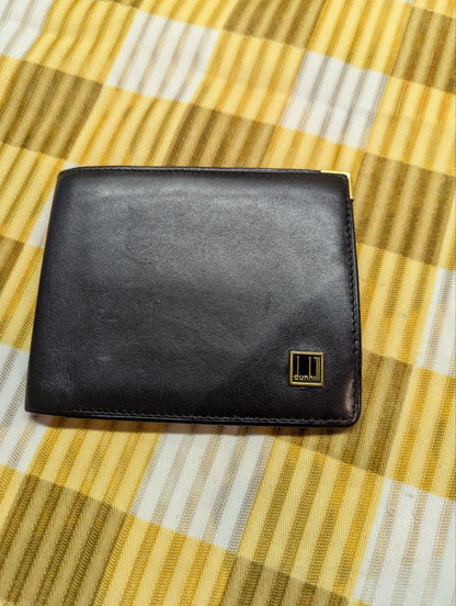 Pre-Owned Dunhill Leather Bifold Wallet Black Compact Mens Wallet Classic Logo
