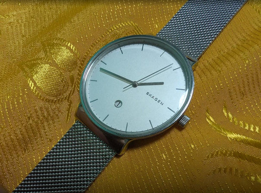 Pre-Owned Skagen SKW6290 Ancher Minimalist Watch 40mm White Dial Stainless Steel Mesh Bracelet Denmark Design Working