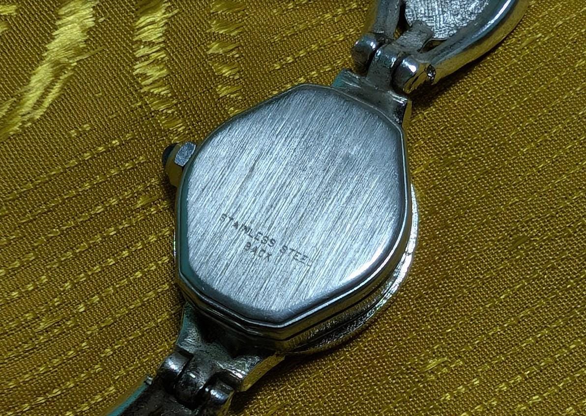 Rare Vintage Pre-Owned Janopal Swiss Ladies Watch ETA 978.002 6 Jewels Opal Style Bracelet Quartz Wristwatch Working New Battery Art Deco Design