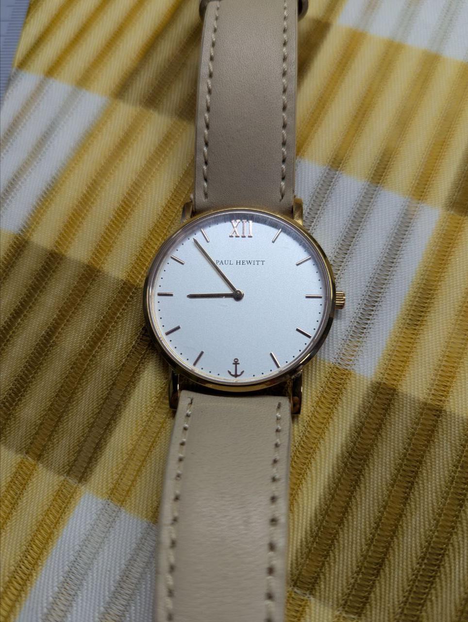 Pre-Owned Paul Hewitt Sailor Line Watch Rose Gold White Dial Leather Strap Womens Watch Authentic