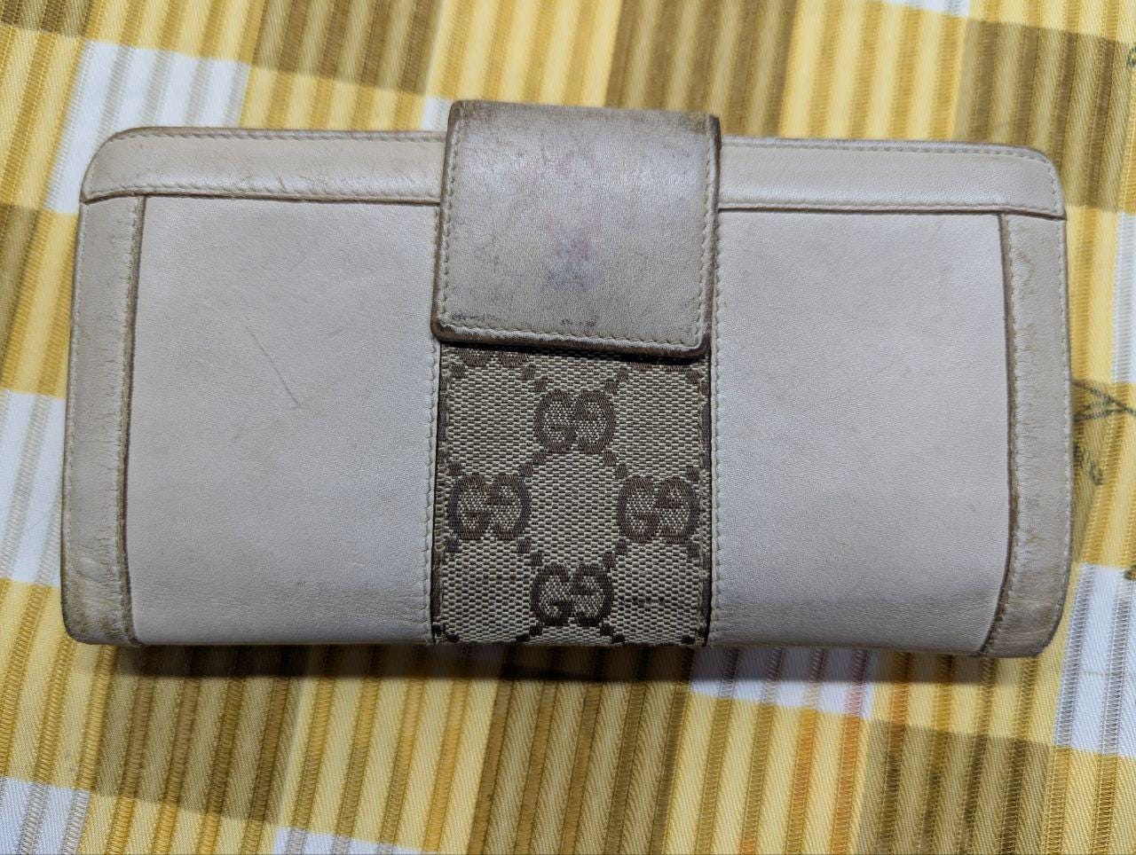 Vintage Pre-Owned Gucci GG Canvas Leather Wallet Beige Brown Monogram Wallet Designer Wallet Womens Wallet Authentic Italy