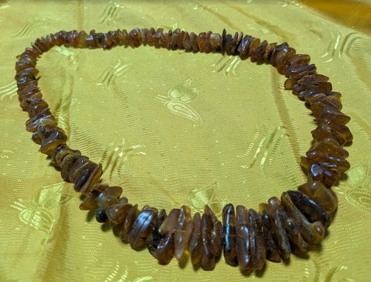 Vintage Pre-Owned Large Amber Color Stone Chip Necklace 148g Statement Beaded Necklace Baltic Style Estate Jewelry Collectible