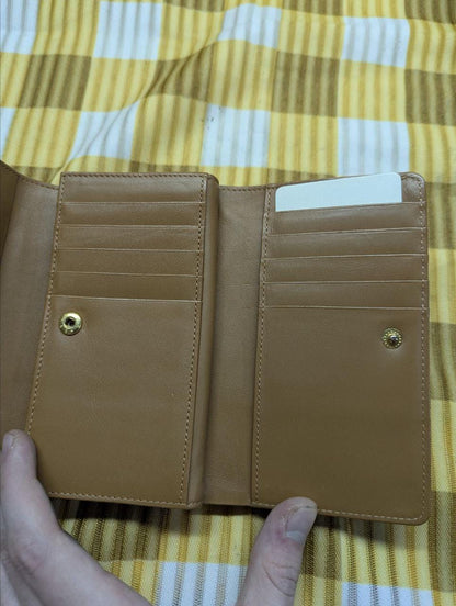 Vintage Pinky Dianne Logo Wallet Beige Brown Canvas Leather Long Wallet Designer Womens Wallet Pre Owned Authentic Japan Brand