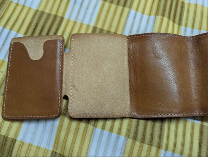 Pre-Owned QUATRO GATS Tri-fold Wallet Japan Leather Brown Solid Color Men's