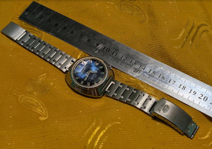 Rare Vintage Pre-Owned Citizen Cosmotronic Electronic Parawater 4-480147 Blue Sunburst Dial 40mm Original Bracelet Japan New Battery Running