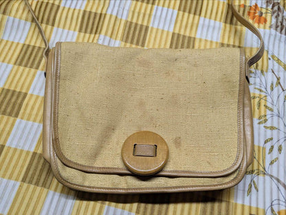 Authentic Vintage Pre-Owned Salvatore Ferragamo Canvas & Leather Shoulder Bag • Made in Italy • Classic Crossbody Purse