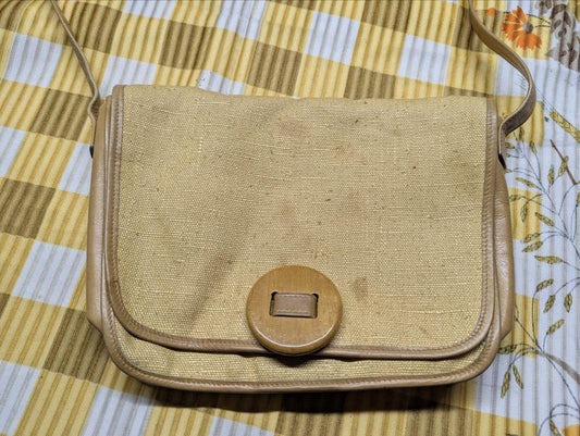 Authentic Vintage Pre-Owned Salvatore Ferragamo Canvas & Leather Shoulder Bag • Made in Italy • Classic Crossbody Purse