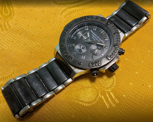 Pre-Owned Rare Mauro Jerardi MJ-027 Men's Chronograph Watch, 43mm Black Ceramic Bracelet, Japanese Quartz, 10 BAR, New Battery, Working Video, Gift