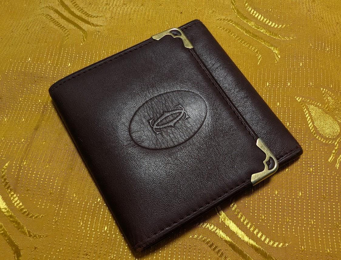 Vintage Pre-Owned Cartier Paris Burgundy Leather Bifold Wallet Luxury French Designer Coin Pocket Authentic Rare Piece