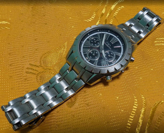 Technos World Wide T5247 Chronograph Vintage Pre-Owned Watch 42mm Stainless Steel Men's Wristwatch For Repair Parts Collector Piece