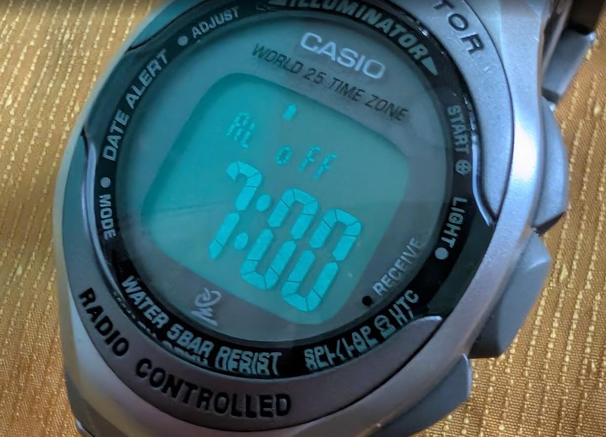 Vintage Pre-Owned Casio Wave Ceptor WV-50HJ 2408 Digital Watch 40mm Radio Controlled Excellent Condition