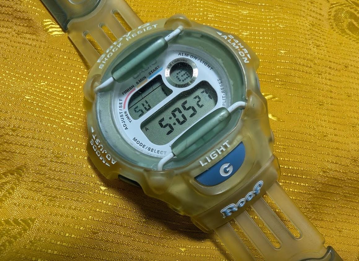 Casio Baby-G BG-370 vintage Pre-Owned transparent watch Y2K 90s aesthetic working digital Case 42mm. New Battery