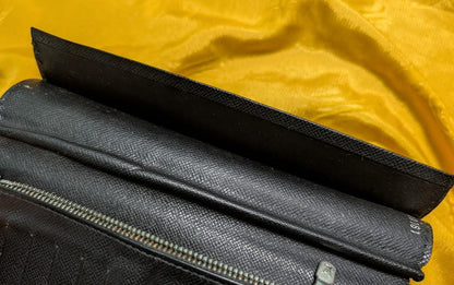 Louis Vuitton Vintage Pre-Owned Long Wallet Black Leather Paris France Rare Classic Luxury Organizer