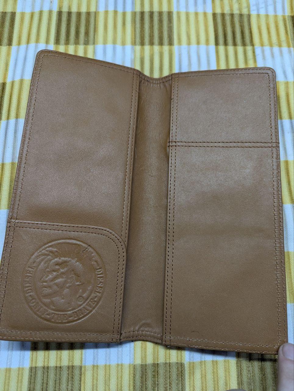Authentic Diesel Industry Denim Division Long Wallet Blue Denim Brown Leather Checkbook Wallet Bifold Vintage Pre-Owned Men's Wallet