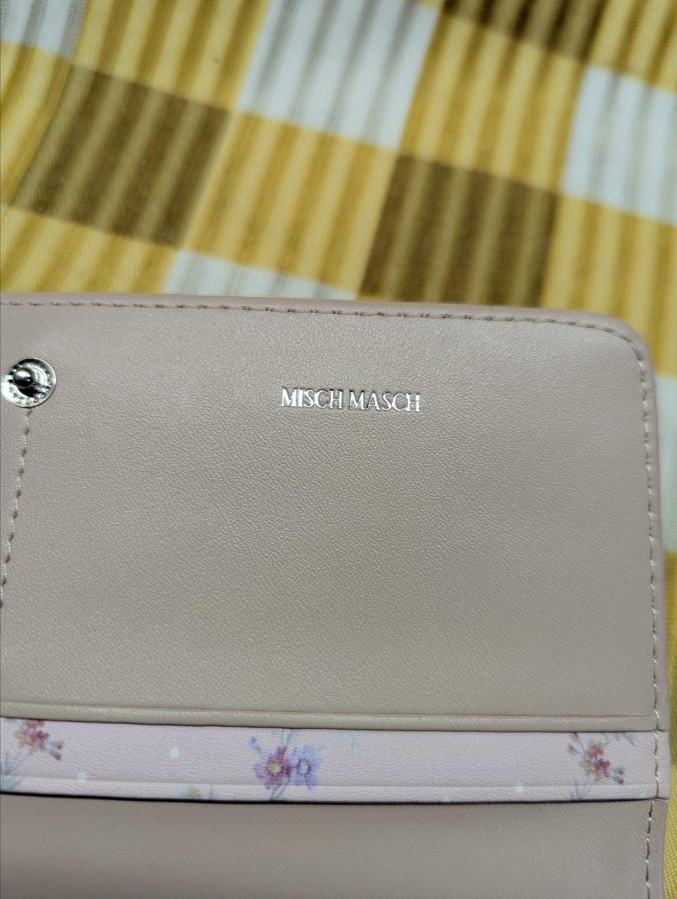 Pre-Owned Misch Masch Leather Wallet Pink Floral Clasp Wallet Womens Long Wallet Authentic Designer