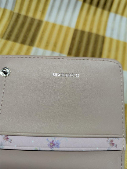 Pre-Owned Misch Masch Leather Wallet Pink Floral Clasp Wallet Womens Long Wallet Authentic Designer