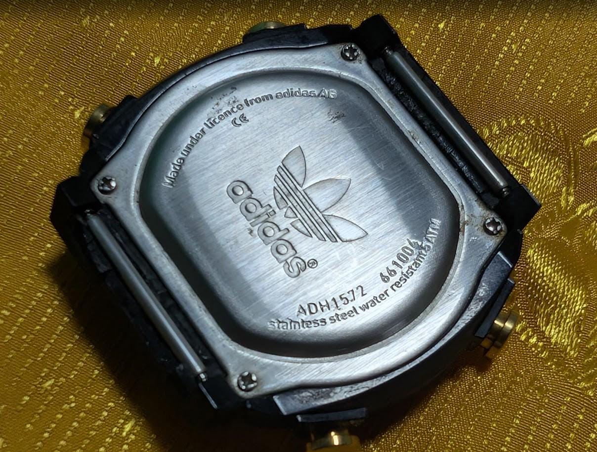 Pre-Owned Adidas Originals ADH1572 Digital Watch 43mm Black Case Retro Streetwear LCD Watch Rare Y2K Sports Watch Working