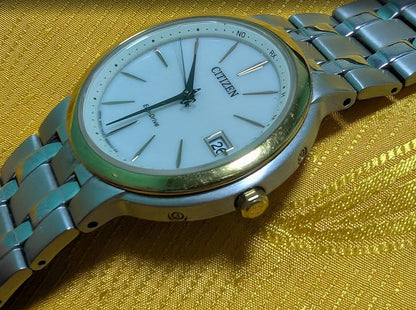 Citizen Eco Drive H415-S063329 Radio Controlled Titanium Watch 36mm White Dial Vintage Pre-Owned JDM Solar Men's Watch