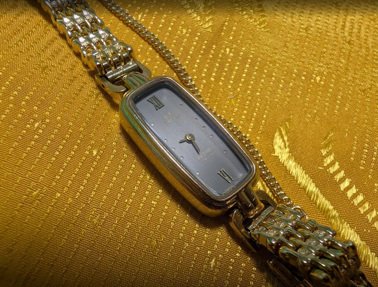Rare Omega De Ville Quartz 1352 Ladies Watch Gold Tone Bracelet Swiss Vintage Pre-Owned Watch With Warranty Booklet