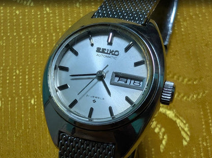 Seiko Automatic 2706-0080 Vintage Pre-Owned Ladies Watch 21 Jewels Silver Dial Japan Working With Video Rare Collectible Timepiece