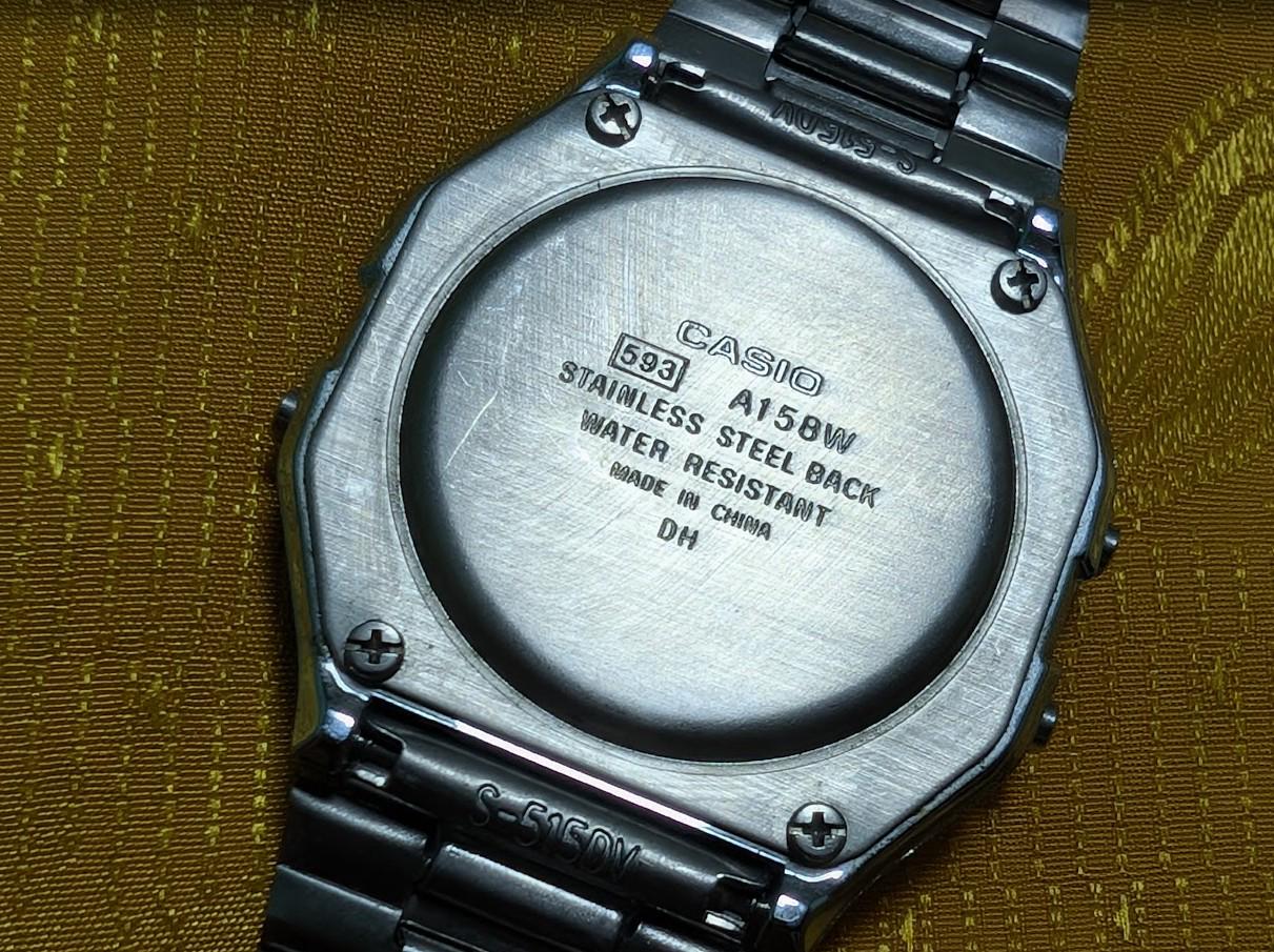 Vintage Pre-Owned Casio A158W Digital Watch Alarm Chronograph WR Stainless Steel Retro Japan LCD Watch Working 33mm